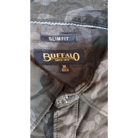 Buffalo Mens Grey Camouflage Slim Fit Long Sleeve Button Down Shirt‎ Size M - Picture 8 of 8